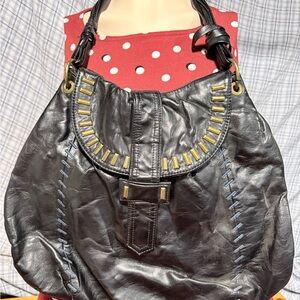 Matt & Nat Black Hobo Bag with Gold Accents